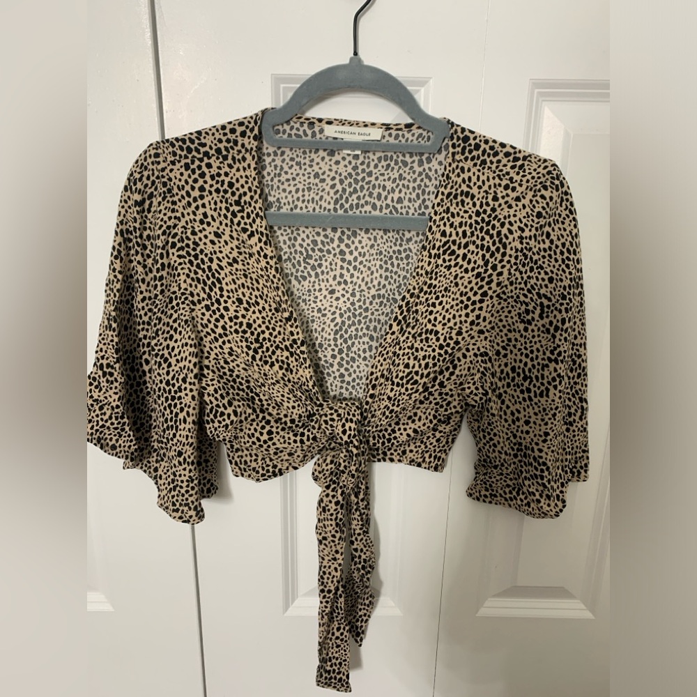 American Eagle wrap cheetah print top, size XS